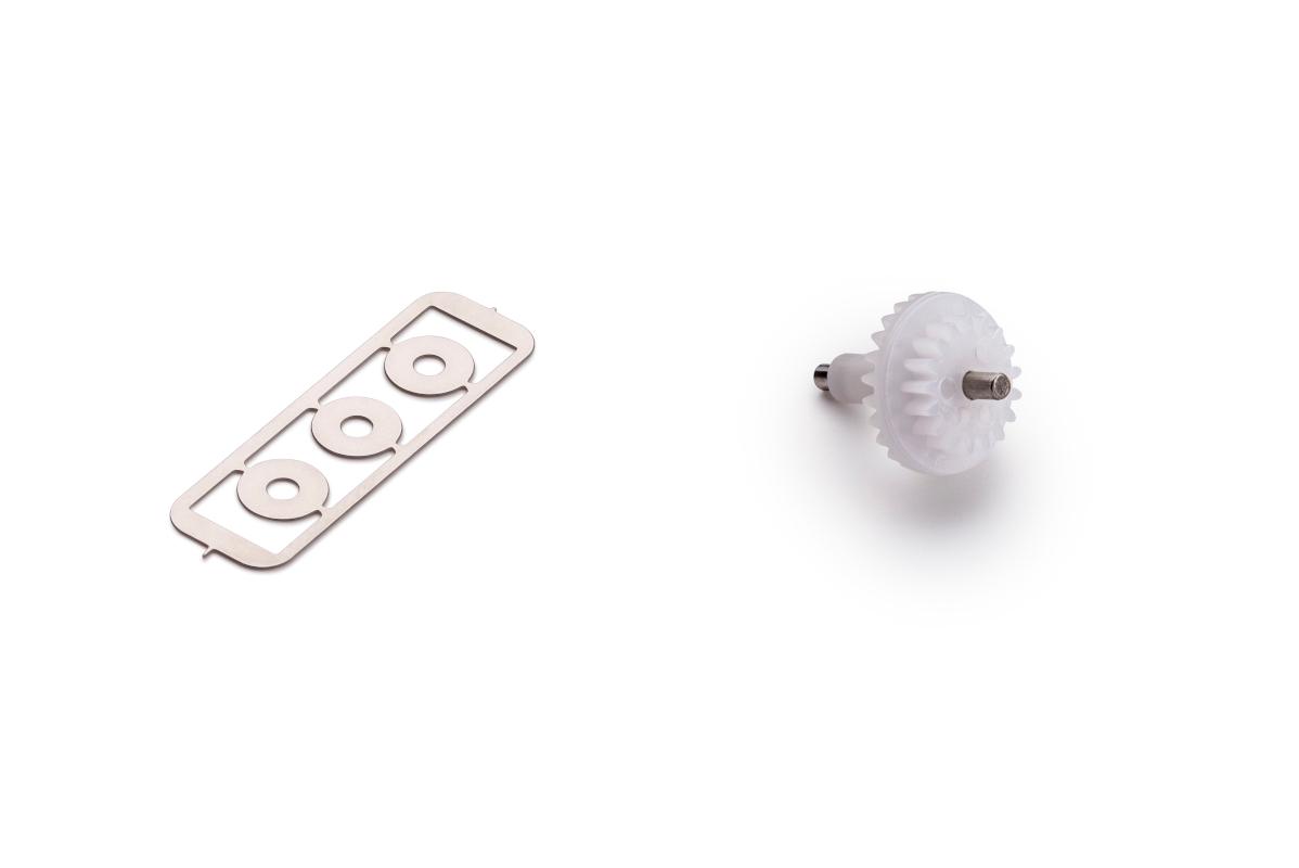 Slot.it - Reggio Emilia - Plastic bevel gear Z25/Z17 with shaft and spacers - white - PGI2517-bg