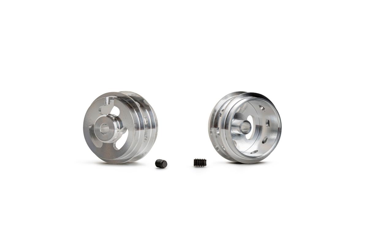Slot.it - Reggio Emilia - Aluminum Ø16.5x9.75x1.5mm wheels, M2 grub, double shoulder holed channel, (2x) - W16509715AH