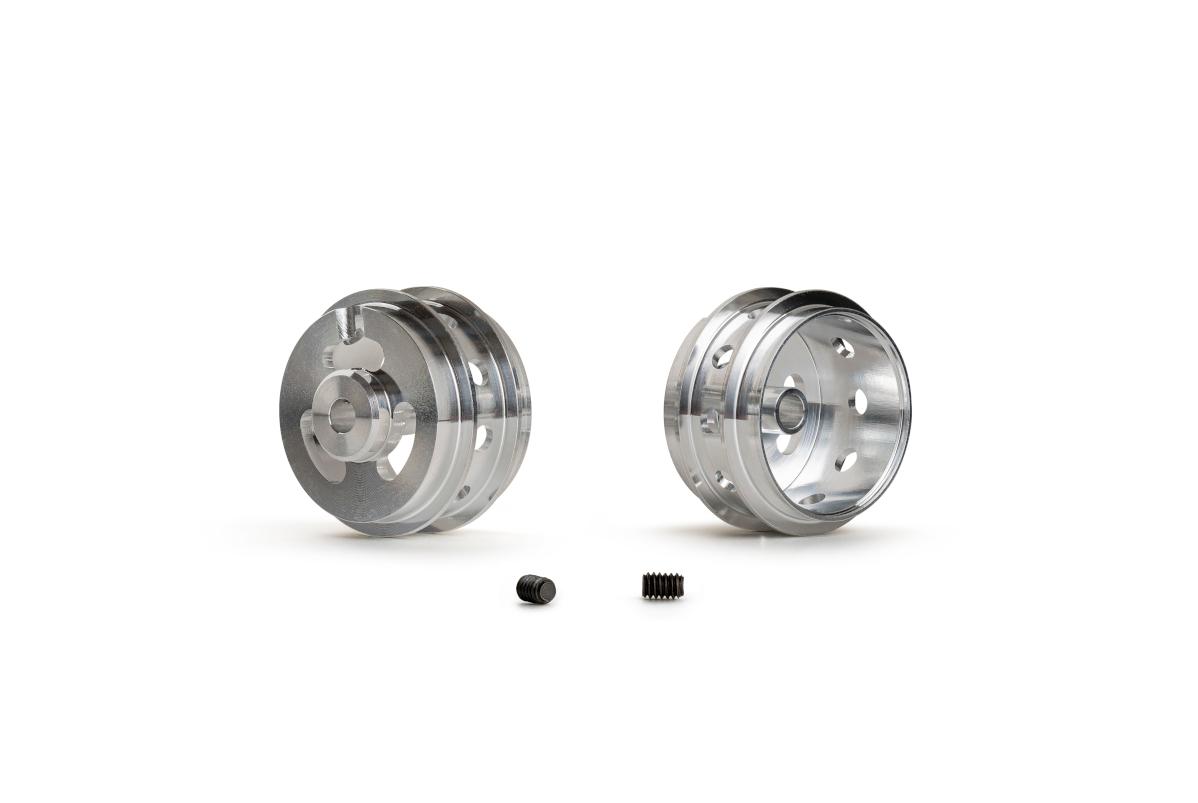 Slot.it - Reggio Emilia - Aluminum Ø17.3x9.75x1.5mm wheels, M2 grub, double shoulder holed channel, (2x) - W17309715AH